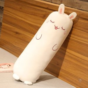 Peluche géante lapin endormi douce et câline