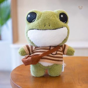 Grenouille verte en peluche, parfaite pour les câlins