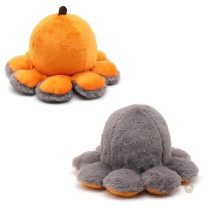 Peluche Halloween araignée d'un côté, citrouille de l'autre