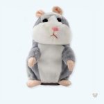 Peluche hamster gris interactive pour enfants, douce et amusante