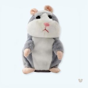 Peluche hamster gris interactive pour enfants, douce et amusante