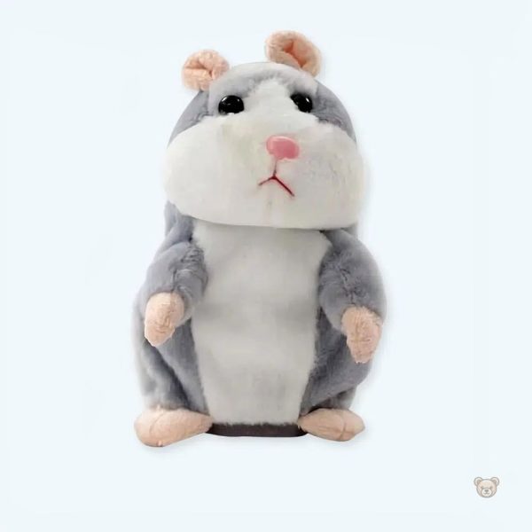 Peluche hamster gris interactive pour enfants, douce et amusante