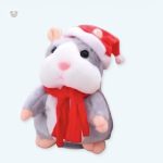 Peluche hamster gris doux et interactif pour Noël