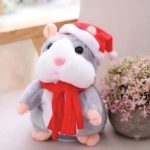 Peluche câlin hiver, hamster gris interactif pour les fêtes