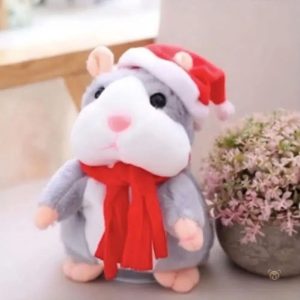 Peluche câlin hiver, hamster gris interactif pour les fêtes