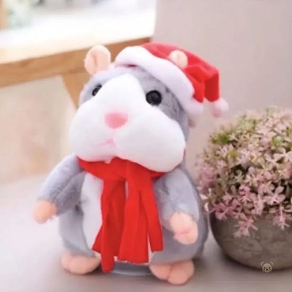 Peluche câlin hiver, hamster gris interactif pour les fêtes