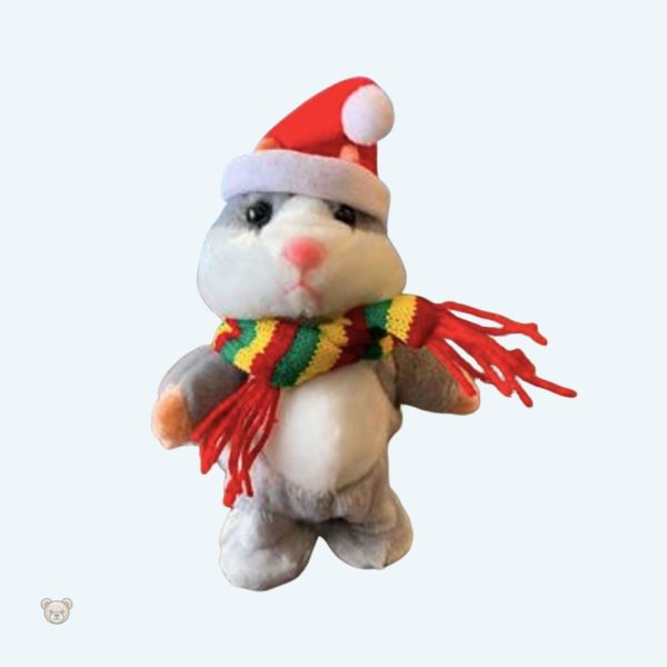 peluche-hamster-noel-gris-interactif-doux-chaleureux-1 Peluche hamster gris interactif pour Noël, doux et chaleureux