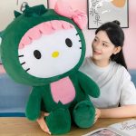Doudou Hello Kitty dinosaure, idéal pour les câlins et les jeux