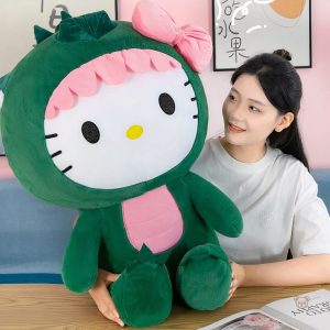 Doudou Hello Kitty dinosaure, idéal pour les câlins et les jeux
