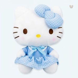 Peluche Hello Kitty en uniforme rose et bleu kawaii