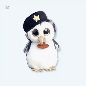 Peluche hibou militaire gris doux pour la déco de chambre enfant