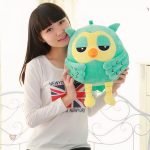 Hibou pelucheux vert, accessoire câlin pour la chambre
