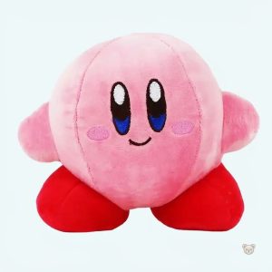 Peluche Kirby rose avec sourire, idéale pour les câlins d'enfants