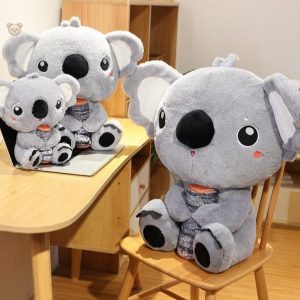 Peluche koala gris avec un gros nez