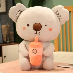 Peluche koala avec bubble tea fraise mignon