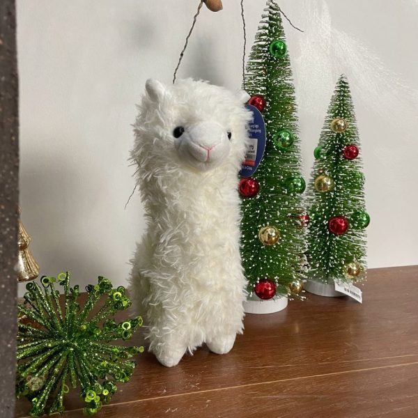 Peluche blanche d'alpaga, compagnon tendre pour les enfants
