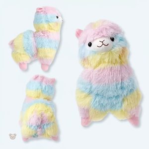 Peluche douce lama arc-en-ciel décor pastel