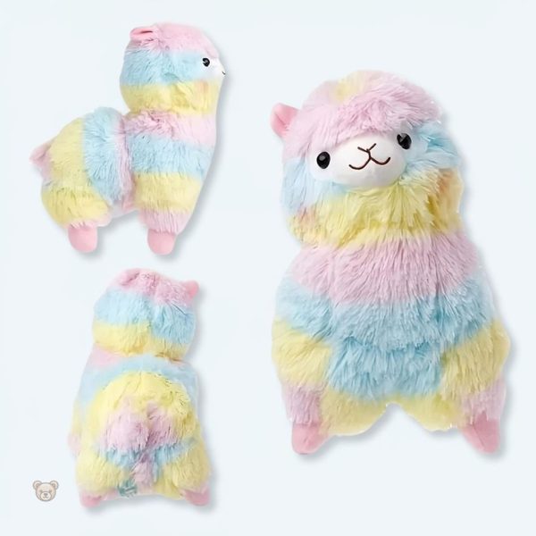 peluche-lama-arc-en-ciel-doux-calin-decor-pastel-1 Peluche douce lama arc-en-ciel décor pastel
