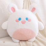 Peluche lapin blanc et rose douce et câline