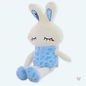 Peluche lapin bleu lumineux douce pour enfant, idéale chambre nuit