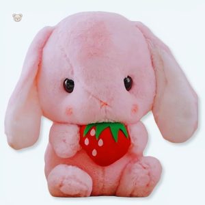 Peluche lapin fraise douce et colorée pour enfants