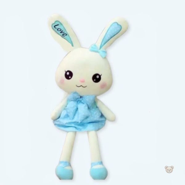 peluche-lapin-geant-robe-bleue-douce-enfant-calin-1 Peluche lapin géant en robe bleue douce pour enfant