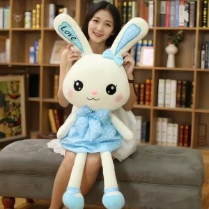 Peluche câlin lapin bleu, parfait pour Pâques et les câlins