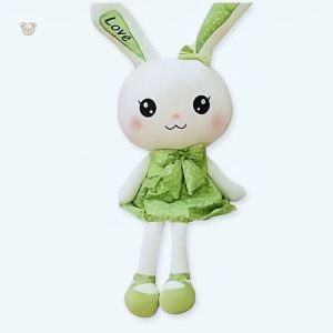 Peluche lapin géante douce en robe verte pour enfants