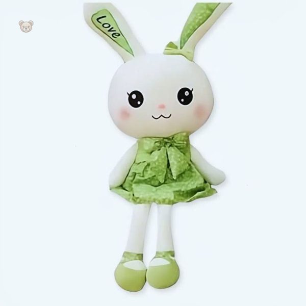 peluche-lapin-geante-robe-verte-douce-caline-enfant-1 Peluche lapin géante douce en robe verte pour enfants