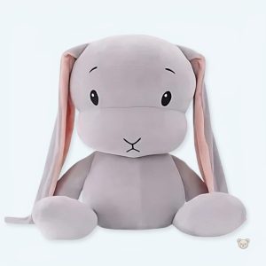 Peluche lapin gris doux pour câlins d'enfants