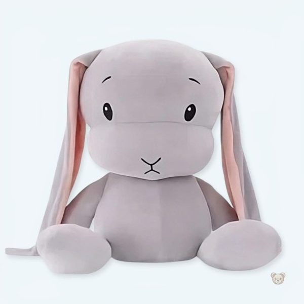 peluche-lapin-gris-doux-enfant-calin-univers-animal-1 Peluche lapin gris doux pour câlins d'enfants