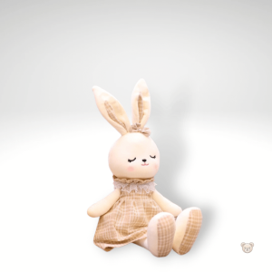 Lapin en peluche Kawaii avec des grandes oreilles et un sourire