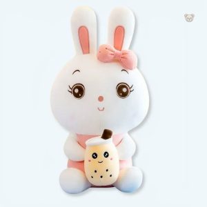 Peluche câline lapin kawaii inspirée du bubble tea