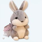 Peluche lapin gris doux câlin pour enfants