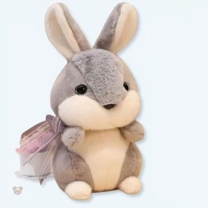 Peluche lapin gris doux câlin pour enfants