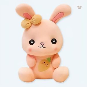 Peluche lapin orange doux à câliner pour enfant