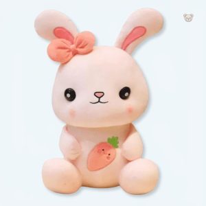 Peluche lapin rose doux pour câlins d'enfants