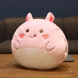 Peluche lapin squishmallow réchauffe main avec cœurs
