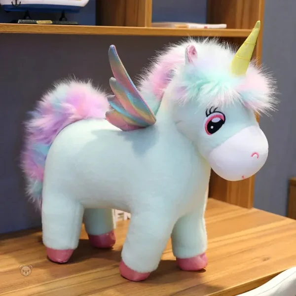 Peluche arc-en-ciel avec ailes, design licorne unique