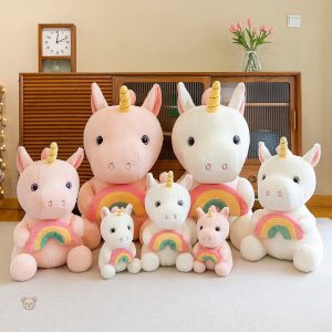 Licorne arc-en-ciel en peluche, douce et colorée