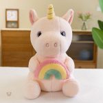 Peluche douce en forme de licorne, design coloré