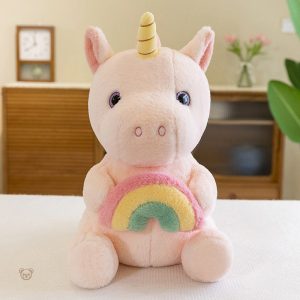 Peluche douce en forme de licorne, design coloré