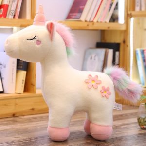 Peluche arc-en-ciel, licorne blanche décorative