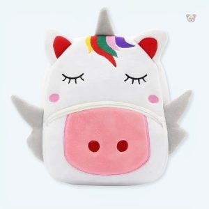 Peluche licorne blanche douce en forme de sac à dos pour enfant