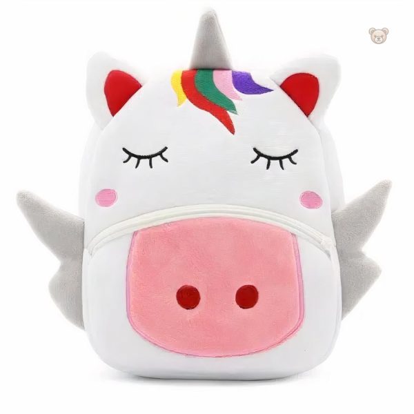 Sac à dos licorne magique pour enfant, peluche blanche et douce