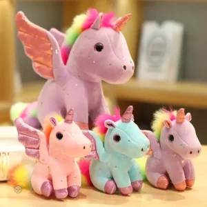 Peluche licorne magique aux couleurs vives