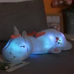 Peluche licorne bleu lumineuse et magique pour enfants