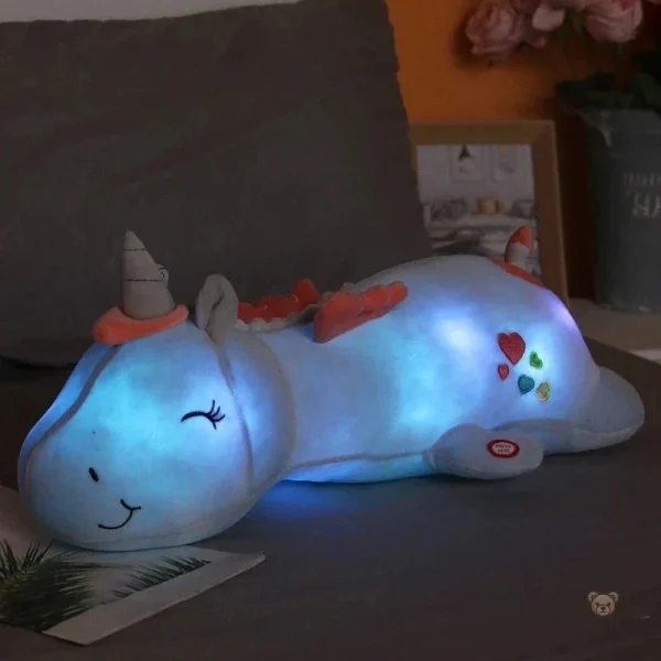 Licorne bleue en peluche, veilleuse apaisante pour la nuit