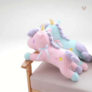 Peluche licorne bonbon en bleu et rose
