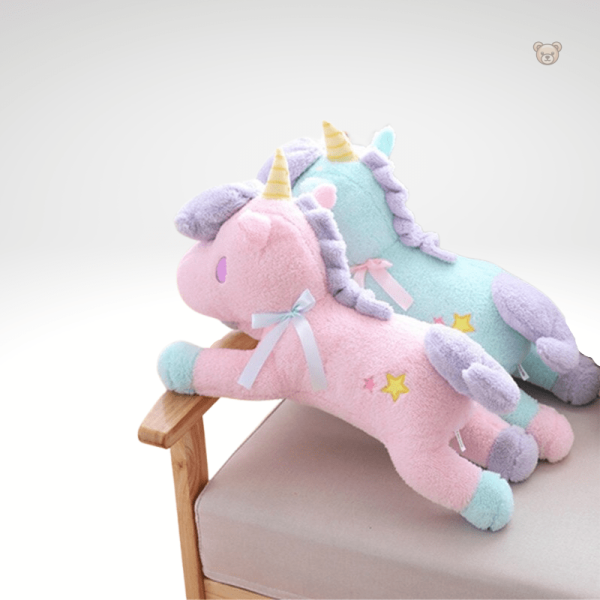 Peluche licorne bonbon en bleu et rose